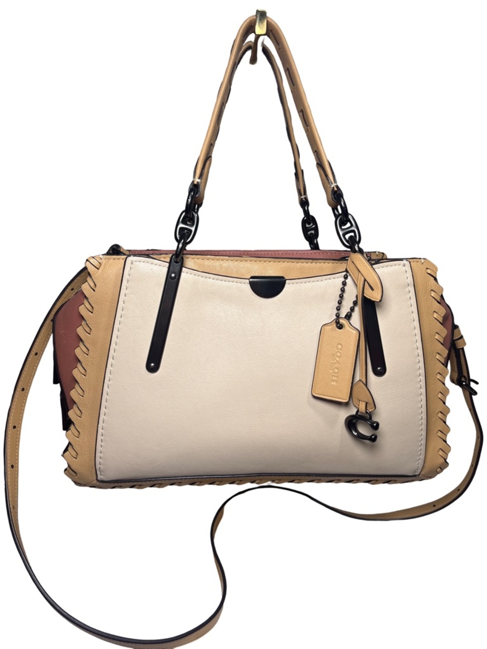 Coach Dreamer Whip-Stitch Color Block   Leather Satchel/Crossbody GUC!